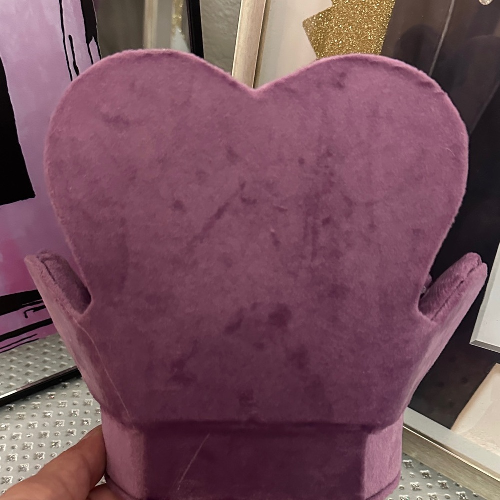 Purple Heart-Shaped Miniature Chair Jewelry Box -EUC! - Picture 4 of 6